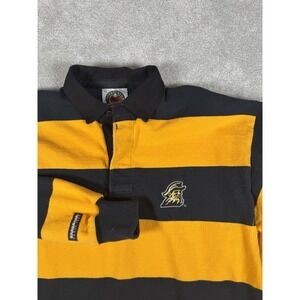 Vtg Appalachian State Mountaineers Rugby Striped Shirt XL Yellow Barbarian 90's